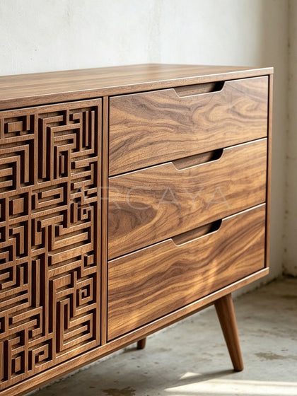 Carved Buffet Sideboard - detail