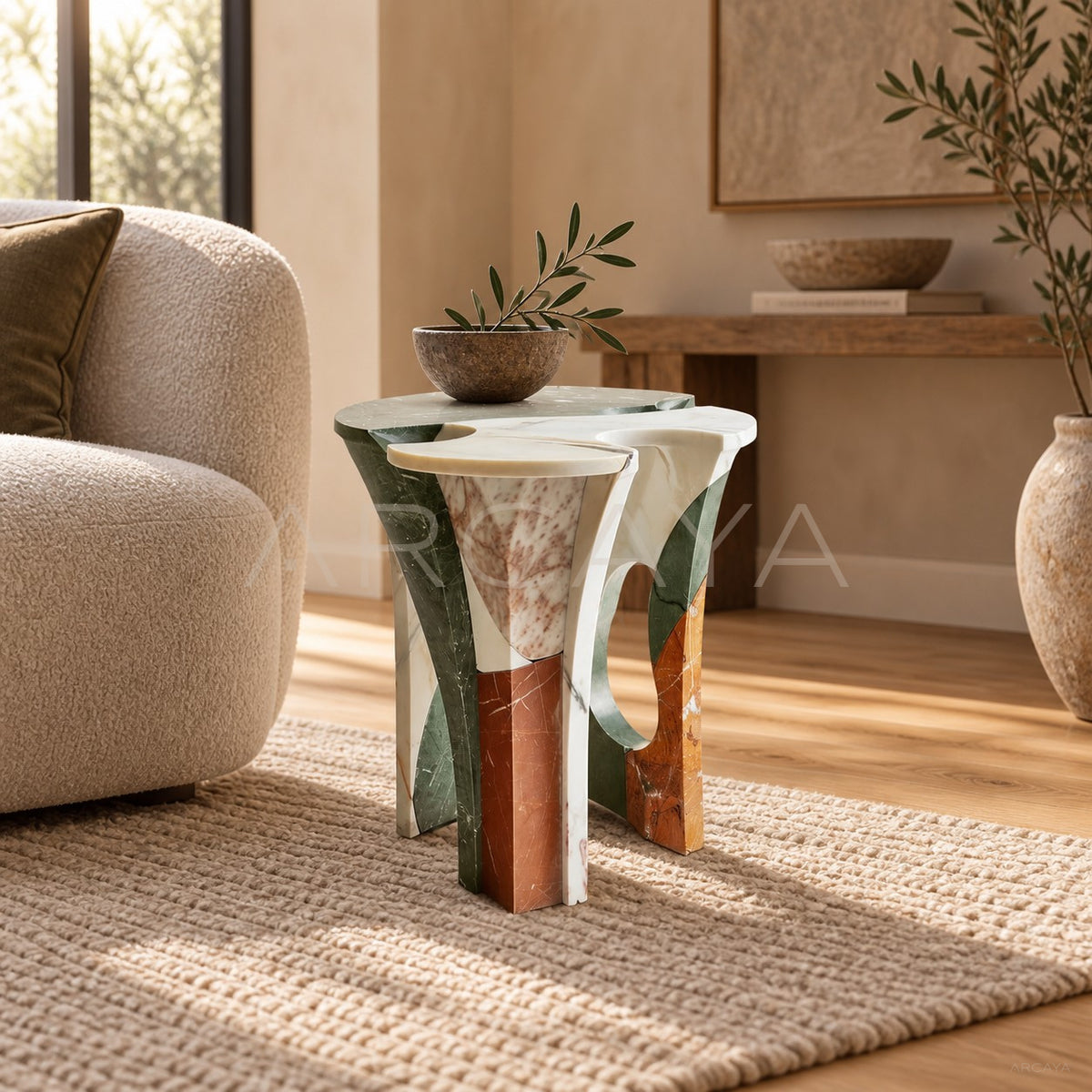 Yeshi Smelted Stone Side Table in detail