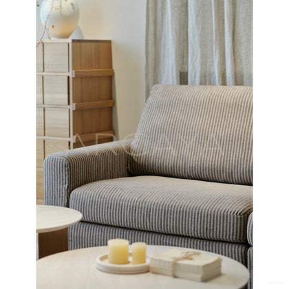 Dio Floating Island Sofa Striped Linen - scene