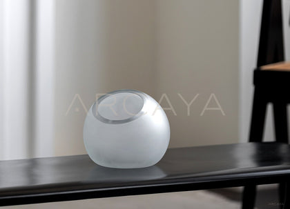 Vintage Frosted Sphere Glass Vase - scene