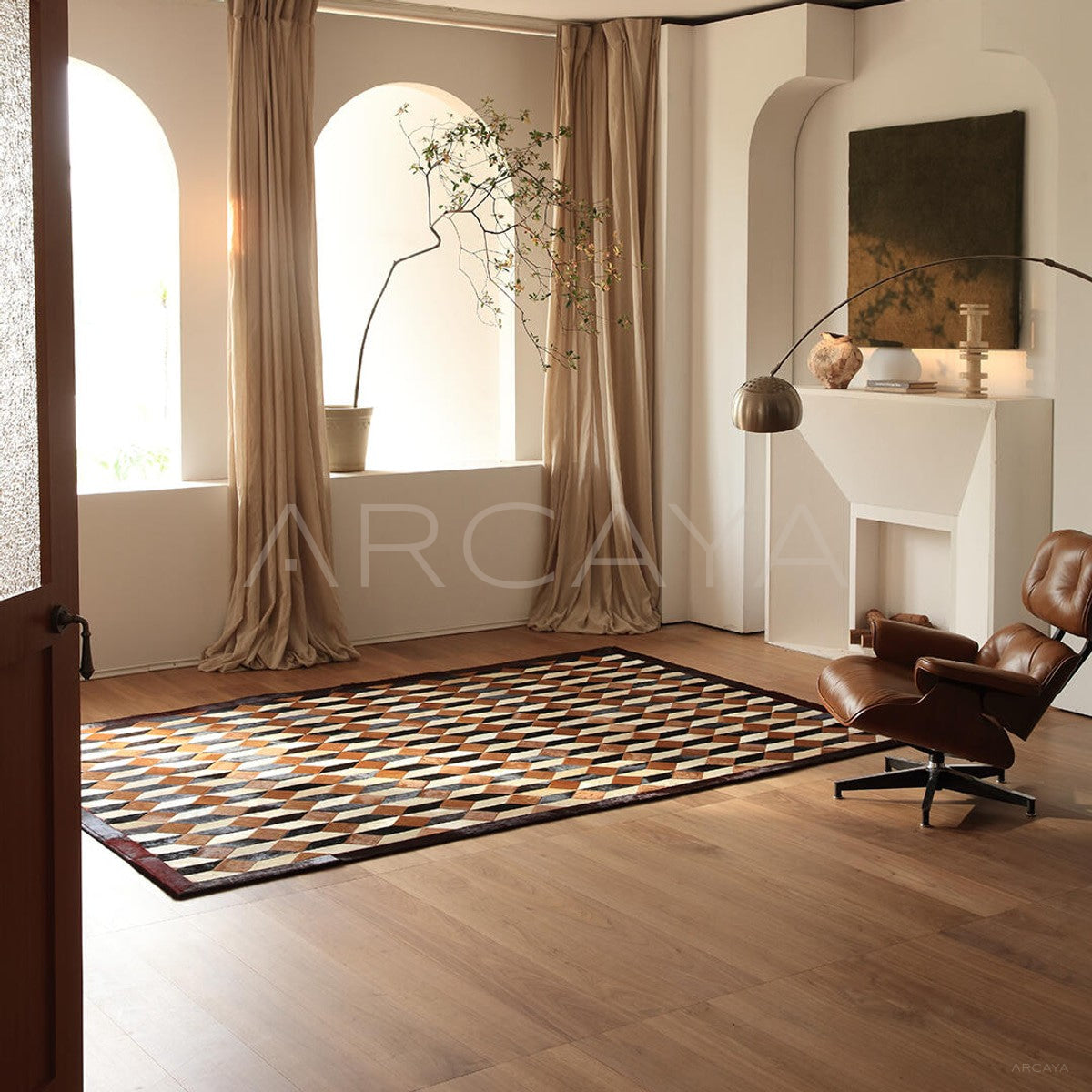 Geometric Patchwork Cowhide Rug - main