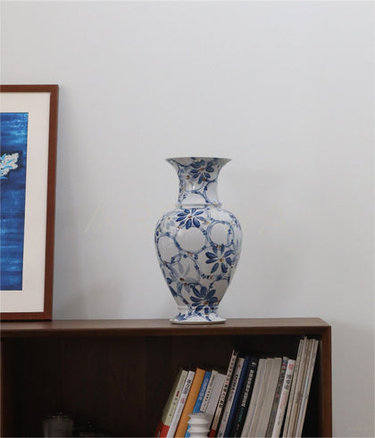 New Chinese Blue White Large Floor Vase - scene