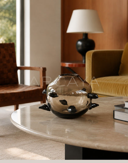 Handmade Sphere Glazed Glass Vase - scene