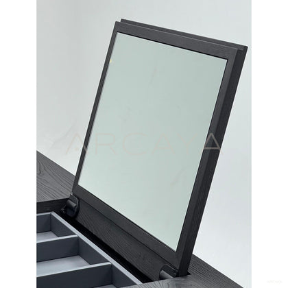 Black Oak Flip Mirror Vanity Desk Cabinet - scene