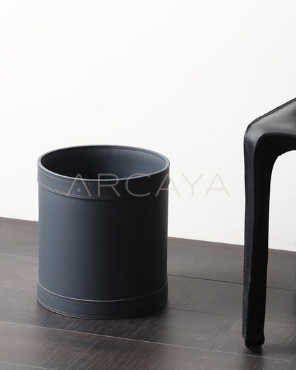 Leather Storage Bucket Laundry Bin - scene