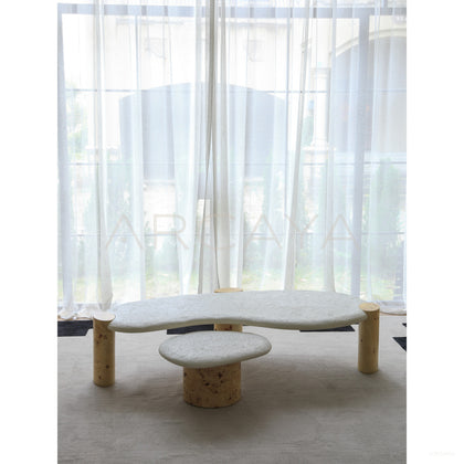 Organic Shape Stone Top Coffee Table - scene