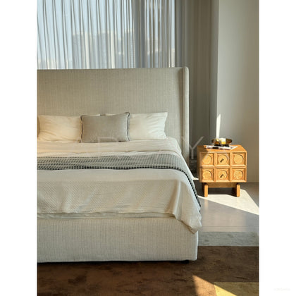 High Headboard Fabric Bed - scene