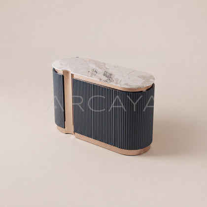 Ink Blue Vertical Lacquer Sideboard Rose Gold - main