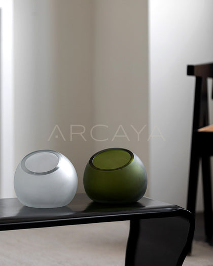 Vintage Frosted Sphere Glass Vase - scene