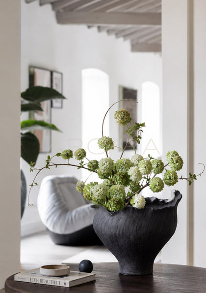 Art Textured Black Ceramic Vase - scene