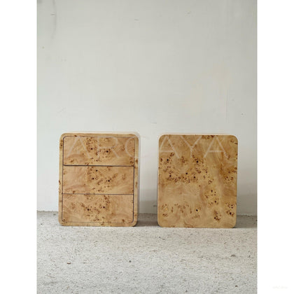 Art Burl Veneer Nightstand - scene
