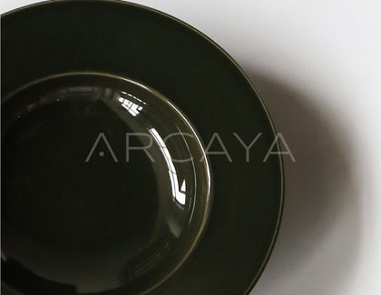 Handmade Black Glaze Wide Rim Deep Plate - scene