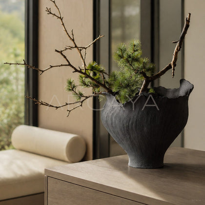 Art Textured Black Ceramic Vase - main