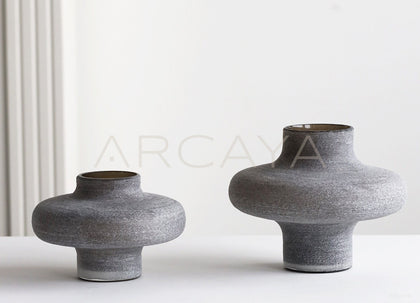 Wabi Sabi Sand Grey Textured Glass Vase - scene