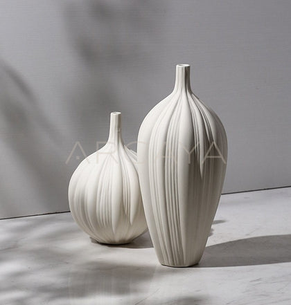 New Chinese Bisque Large White Vase - scene