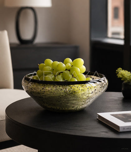 Handmade Silver Glazed Glass Fruit Bowl - scene