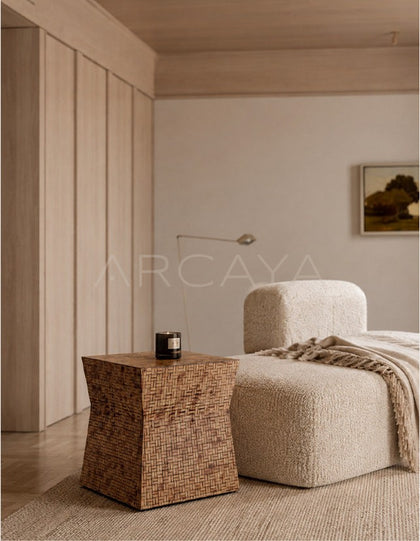 Textured Handwoven Side Table Dressing Room - scene