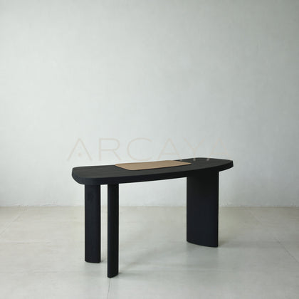 Oak Solid Wood Desk Matte Black Brushed - main