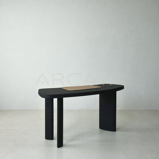 Oak Solid Wood Desk Matte Black Brushed - main