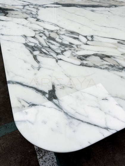 Natural Stone Top Metal Base Dining Table - detail