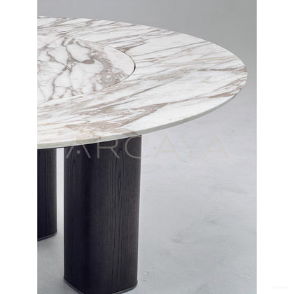 Natural Stone Four Column Round Table - scene