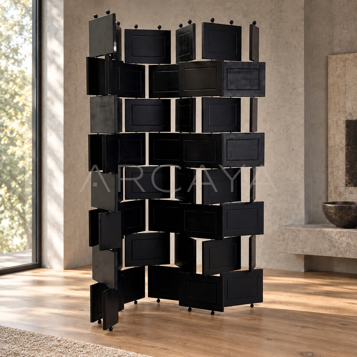 Adjustable Modular Lacquer Folding Screen - main