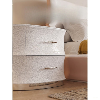 Song Style Ru Kiln Crackle Marble Nightstand - scene