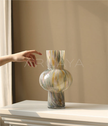 Mid Century Tall Glass Peony Vase - scene