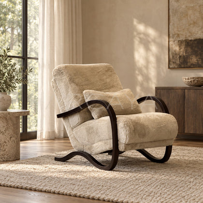 Mid Century Sherpa Lounge Chair New - scene