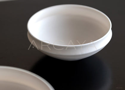 Amu Collab Folded Edge Ceramic Soup Bowl - scene