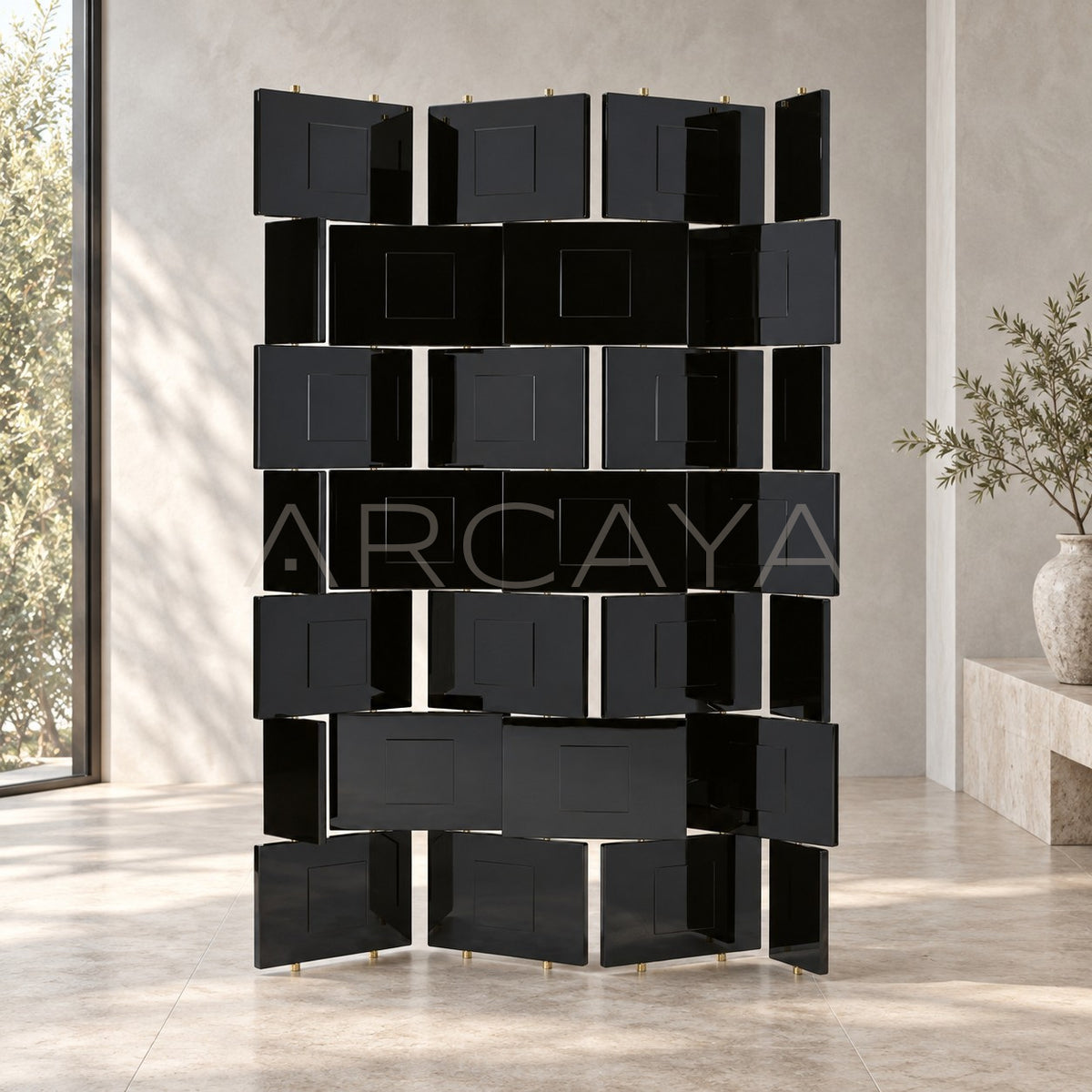 Lacquer Brick Art Folding Screen - main
