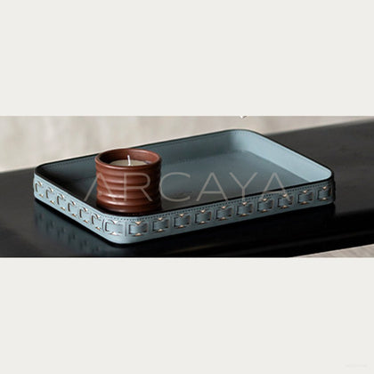 Vintage Handwoven Leather Square Tray - main