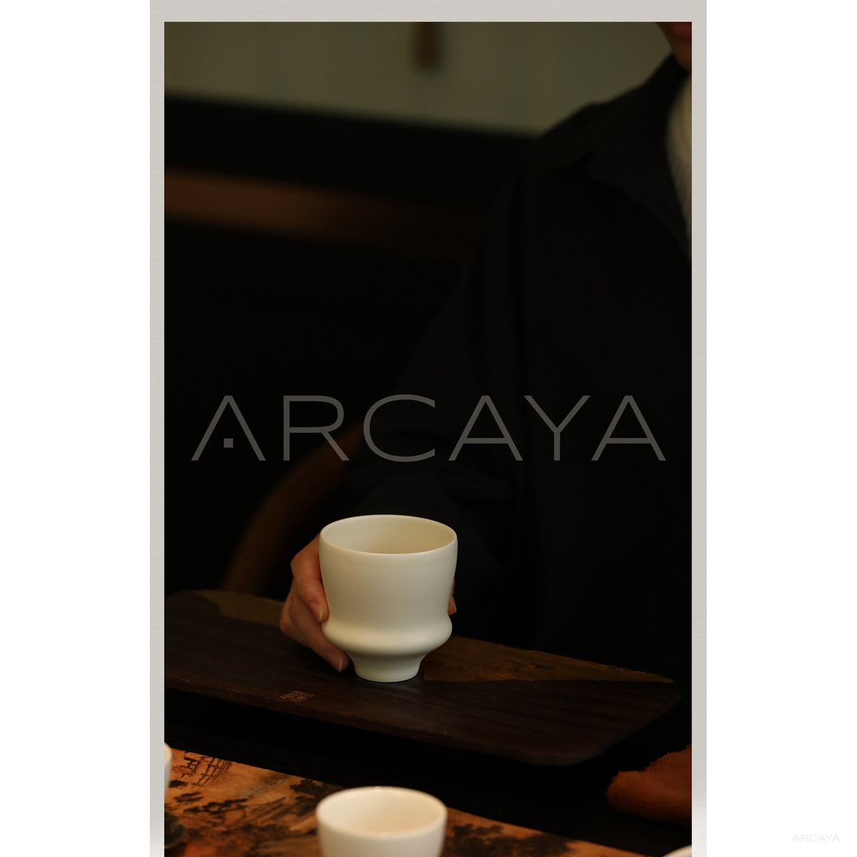 White Porcelain Cup Saucer Gift Set in detail