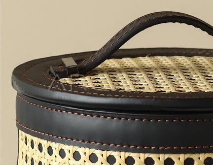 Rattan Leather Woven Storage Box - scene