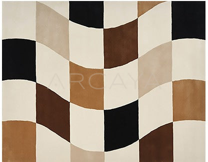 Brown Black Cream Checkerboard Rug Dsm P009 Fr - scene
