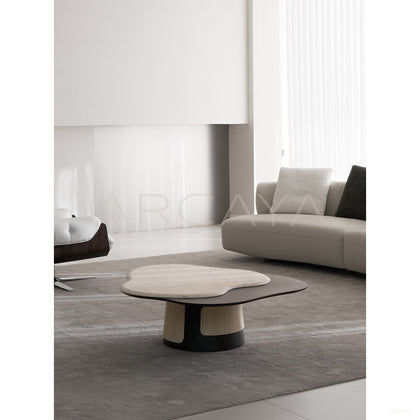 Italian Irregular Cloud Travertine Coffee Table - scene