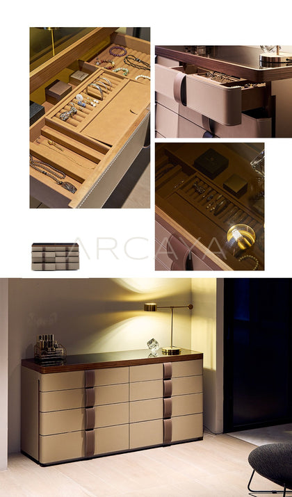Saddle Leather Strap Storage Cabinet - scene