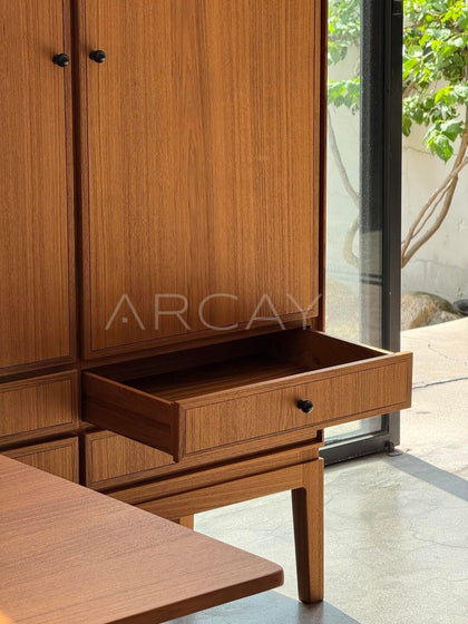Burmese Teak Tea Room Two Door Cabinet - detail