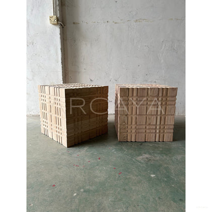 Carved 3D Oak Side Table - scene