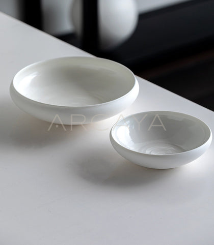 Sunxun Collab Plain Flat Round Shallow Bowl - scene