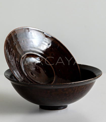 Sunxun Collab Vintage Brown Glaze Conical Bowl - scene