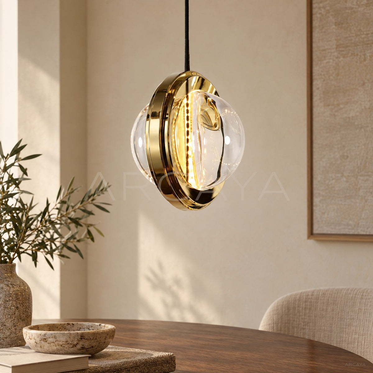 Gold Rim Glass Vertical Disc Pendant Light 80563 - main