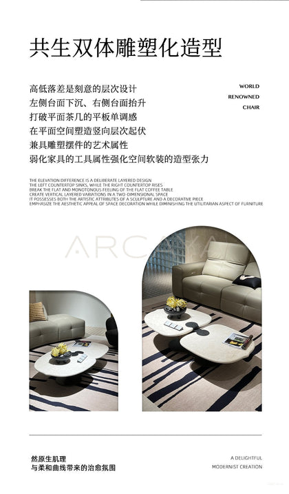 Irregular Symbiotic Travertine Coffee Table - scene
