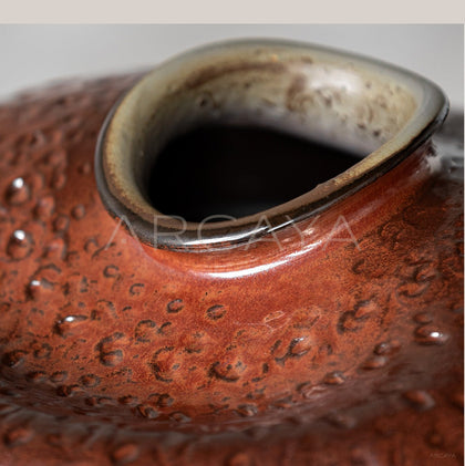 Wabi Sabi Kiln Glaze Flat Belly Ceramic Vase - scene