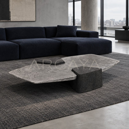 Exhuma Cast Metal Volcanic Stone Coffee Table - main