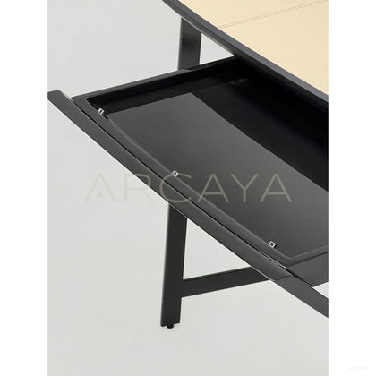 Italian Minimalist Leather Top Curved Desk - scene