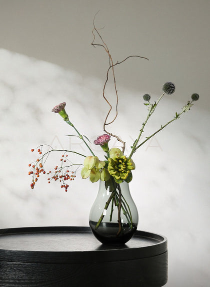 Minimalist Clear Glass Peony Vase - scene