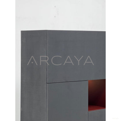 New Chinese Black Solid Wood Multi Compartment Tall Cabinet - scene