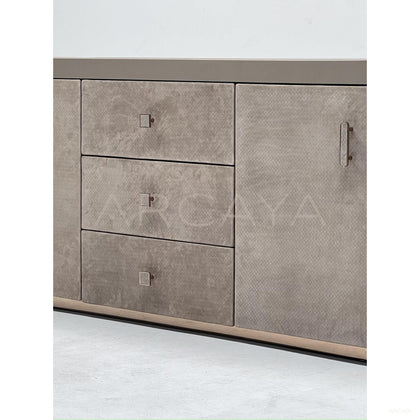 Diamond Velvet Curved Stone Sideboard - scene