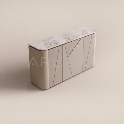 Geometric Leather Sintered Stone Sideboard - main